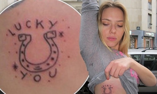 A picture of Scarlett Johansson's LUCKY YOU tat.